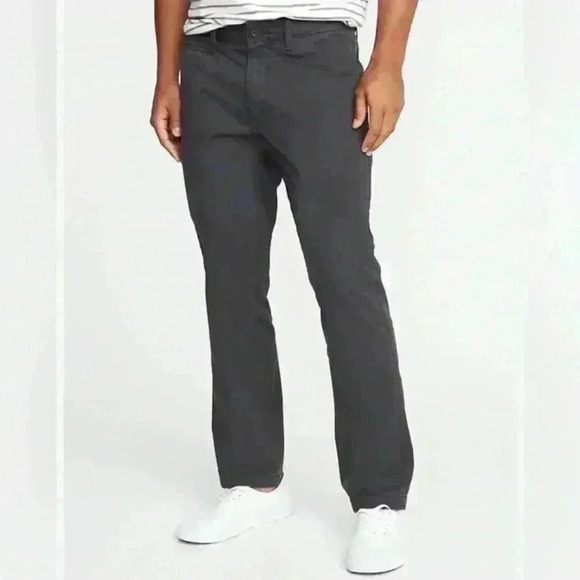 Men’s Old Navy Broken In Straight Black Khaki Pants Casual Work Comfy SZ 28X30 - Picture 1 of 8